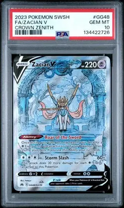 PSA 10 Zacian V Full Art GG48/GG70 Crown Zenith Galarian Gallery Pokemon 2023 - Image 1