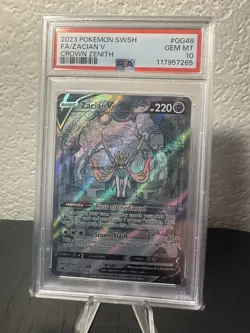 Pokemon Crown Zenith Galarian Gallery Zacian v GG48/GG70 Holo Card PSA 10 - Image 1