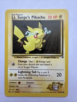 LT. SURGE'S PIKACHU - 81/132 - Gym Heroes - Pokemon Card - NM - Image 1