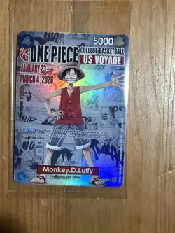 One Piece Monkey D. Luffy US Voyage College Basketball Card Rutgers w/ Poster - Image 2