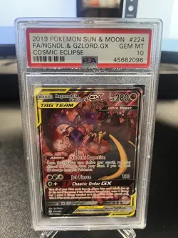 2019 POKEMON SUN & MOON COSMIC ECLIPSE FULL ART/NAGANADEL & GUZZLORD GX PSA 10 - Image 1