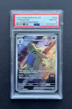 2023 POKEMON PALDEA EVOLVED TYRANITAR IR 222/193 PSA 8 - Image 1