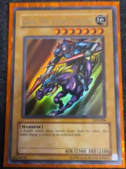 YuGiOh Gaia The Fierce Knight LOB-006 Ultra Rare Unl. Original 2002 NM - Image 1