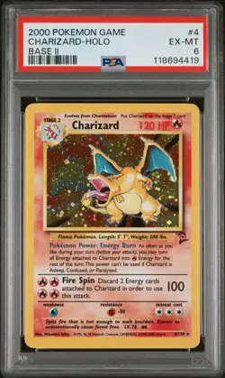 2000 POKEMON BASE SET 2 #4 CHARIZARD-HOLO PSA 6 - Image 1