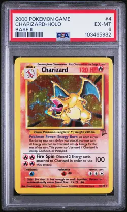2000 POKEMON BASE SET 2 #4 CHARIZARD-HOLO PSA 6 - Image 1