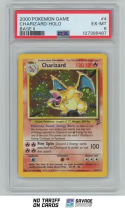 2000 Pokemon Game Base Set 2 Holo Charizard PSA 6 #4/130 - Image 1