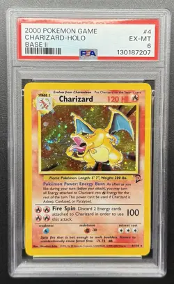 2000 POKEMON BASE SET 2 #4 CHARIZARD-HOLO PSA 6 - Image 1