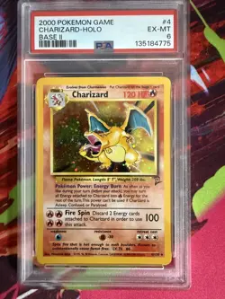 2000 POKEMON BASE SET 2 PSA 6 #4 CHARIZARD-HOLO - Image 1