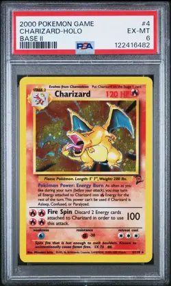 2000 POKEMON BASE SET 2 #4 CHARIZARD-HOLO PSA 6 - Image 1