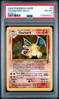 2000 POKEMON BASE SET 2 #4 CHARIZARD-HOLO PSA 6 - Image 1