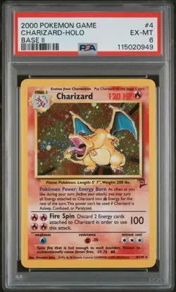 2000 POKEMON BASE SET 2 PSA 6 #4 CHARIZARD-HOLO - Image 1