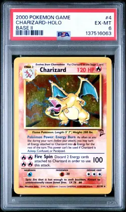 2000 POKEMON BASE SET 2 #4 CHARIZARD-HOLO PSA 6 - Image 1