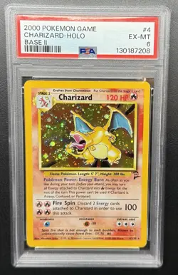 2000 POKEMON BASE SET 2 #4 CHARIZARD-HOLO PSA 6 - Image 1