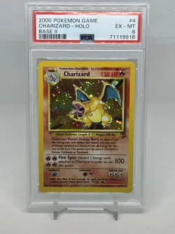2000 POKEMON BASE SET 2 #4 CHARIZARD-HOLO PSA 6 - Image 1