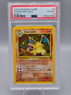 2000 Pokemon Base Set 2 Charizard Holo Rare 4/130 PSA 6 EX-MT WOTC Vintage - Image 1