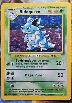 *No Symbol Error* Pokemon TCG English MP Nidoqueen 7/64 Jungle Holo Rare Card - Image 1