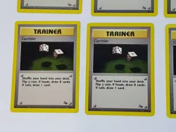 Lot (10) 1999 Pokemon TCG Fossil Unlimited Base Gambler Trainer Cards 60/62 10x - Image 2