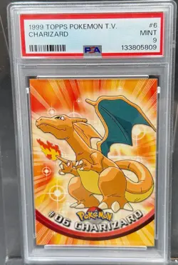 1999 Topps Pokemon TV Charizard #6 PSA 9 MINT - Image 1