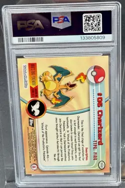 1999 Topps Pokemon TV Charizard #6 PSA 9 MINT - Image 2