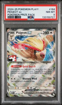 2024-2025 POKEMON PLAY! POKEMON PRIZE PACK #164 PIDGEOT EX PSA 8 - Image 1