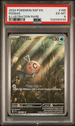 2024 POKEMON SSP EN-SURGING SPARKS ILLUSTRATION RARE #198 FEEBAS PSA 6 - Image 1