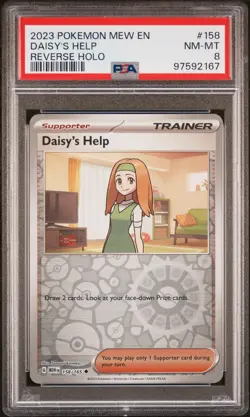 2023 POKEMON MEW EN-151 REVERSE HOLO #158 DAISY'S HELP PSA 8 - Image 1
