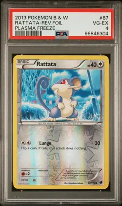 2013 POKEMON B&W PLASMA FREEZE #87 RATTATA-REVERSE FOIL PSA 4 - Image 1