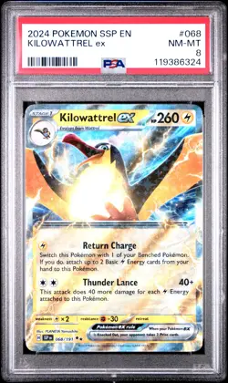 2024 POKEMON SSP EN-SURGING SPARKS #068 KILOWATTREL EX PSA 8 - Image 1
