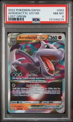 2022 POKEMON SWORD & SHIELD LOST ORIGIN #093 AERODACTYL VSTAR PSA 8 - Image 1