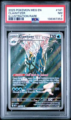 2025 POKEMON MEG EN-MEGA EVOLUTION ILLUSTRATION RARE #141 CLAWITZER PSA 7 - Image 1