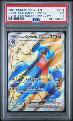 2025 POKEMON SVP EN-SV BLACK STAR PROMO #204 CYNTHIA'S GARCHOMP EX PSA 7 - Image 1