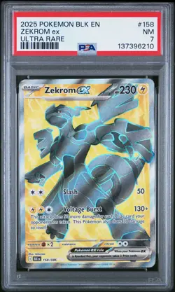 2025 POKEMON BLK EN-BLACK BOLT ULTRA RARE #158 ZEKROM EX PSA 7 - Image 1