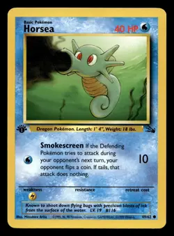 Horsea 49/62 Common Fossil 1st Edition WOTC Pokemon NM - Image 1