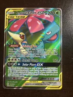 Venusaur & Snivy GX 210/236 LP Pokemon TCG SM Cosmic Eclipse Full Art Tag Team L - Image 1