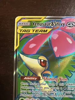 Venusaur & Snivy GX 210/236 LP Pokemon TCG SM Cosmic Eclipse Full Art Tag Team L - Image 2