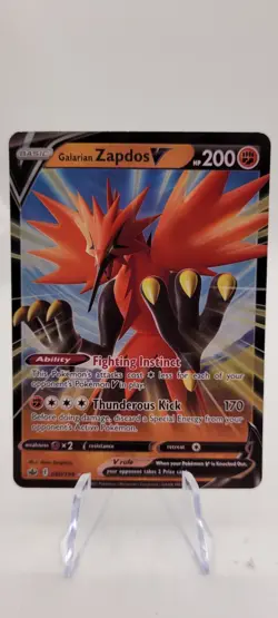 Pokemon TCG: Galarian Zapdos V 80/198 - full Art- Chilling Reign NM Card - Image 1