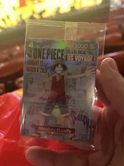Bandai Namco One Piece Holo College Basketball US Voyage Monkey D. Luffy Card - Image 1