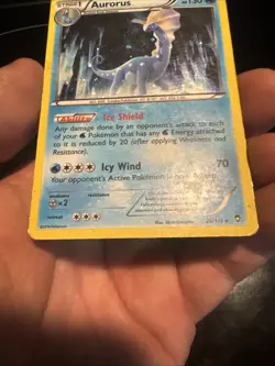 Pokemon 2014 XY Furious Fists Aurorus #26/111 (Cosmos Holo) Damaged - Image 3