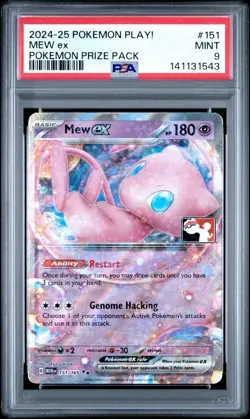 2024-25 Pokemon Play! TCG Mew EX Prize Pack Series 151/165 Stamped Card PSA 9 - Image 1