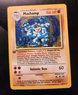 Machamp #8/102 1st edition Base Set Holo Pokemon TCG Card English 1999 LP - Image 1