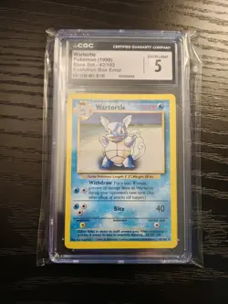 Evolution Box Error Wartortle Misprint Pokemon Card Base Set CGC 5 #42/102 - Image 1