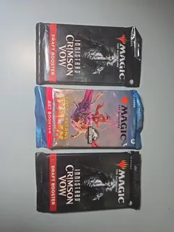Magic The Gathering lot of 3 Booster Packs Innistrad Crimson Vow Caverns Ixalan - Image 1