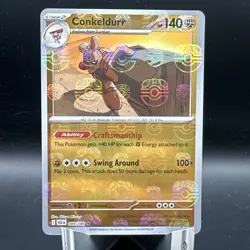 Conkeldurr 049/086 Pokemon TCG: Black Bolt English -Master Ball- Rare Holo - NM - Image 1