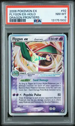 2006 POKEMON EX DRAGON FRONTIERS #92 FLYGON EX-HOLO PSA 8 - Image 1