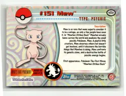 Pokemon Topps 2000 Pokemon Mew #151 TV Animation Series 3 Blue Label Non-Holo - Image 2