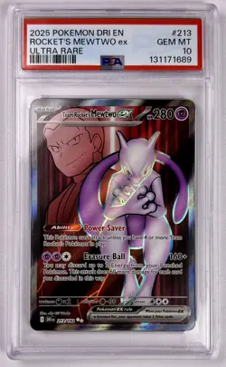 2025 POKEMON TCG EN-DESTINED RIVALS ULTRA RARE TEAM ROCKET'S MEWTWO EX PSA 10 - Image 1