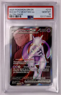 2025 POKEMON TCG EN-DESTINED RIVALS ULTRA RARE TEAM ROCKET'S MEWTWO EX PSA 10 - Image 3