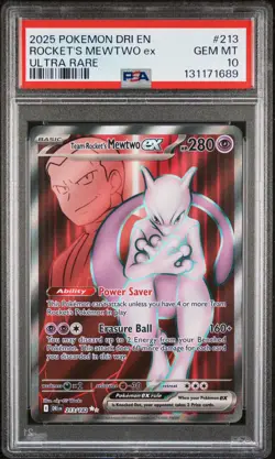 2025 POKEMON TCG EN-DESTINED RIVALS ULTRA RARE TEAM ROCKET'S MEWTWO EX PSA 10 - Image 5