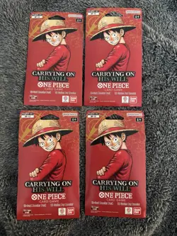 One Piece OP-13 Carrying on His Will Sleeved Booster Packs Lot of 4 Blisters NEW - Image 1