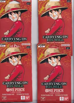 One Piece OP-13 Carrying on His Will Sleeved Booster Packs Lot of 4 Blisters - Image 1